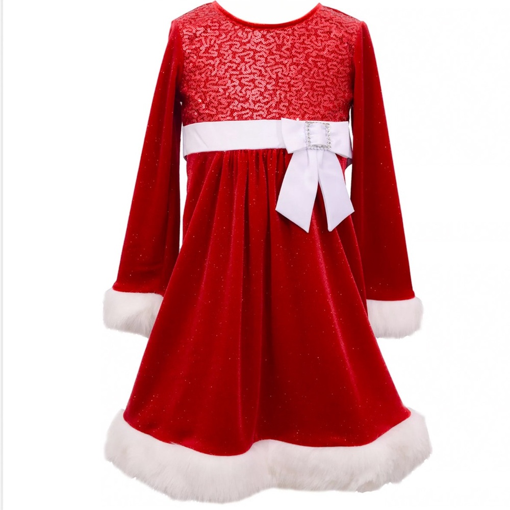 Like New Toddler Girl Christmas Bonnie Jean Velvet Santa Dress, Size 2T